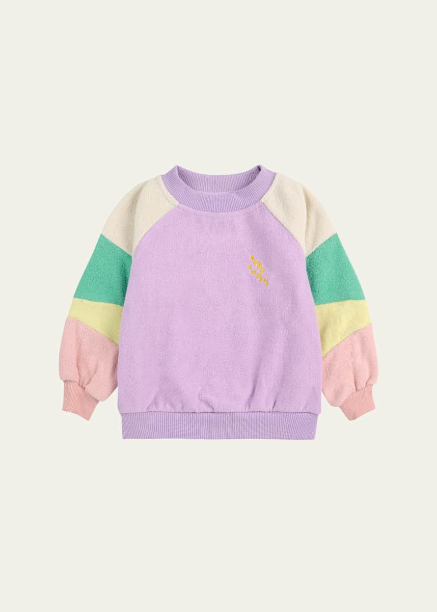 Bobo Choses Girl's Lila Color Block Sweatshirt, Size Newborn-24M
