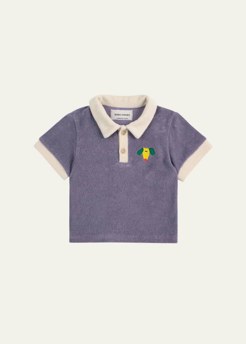 Bobo Choses Boy's Happy Dog Terry Cloth Polo Shirt, Size Newborn-24M