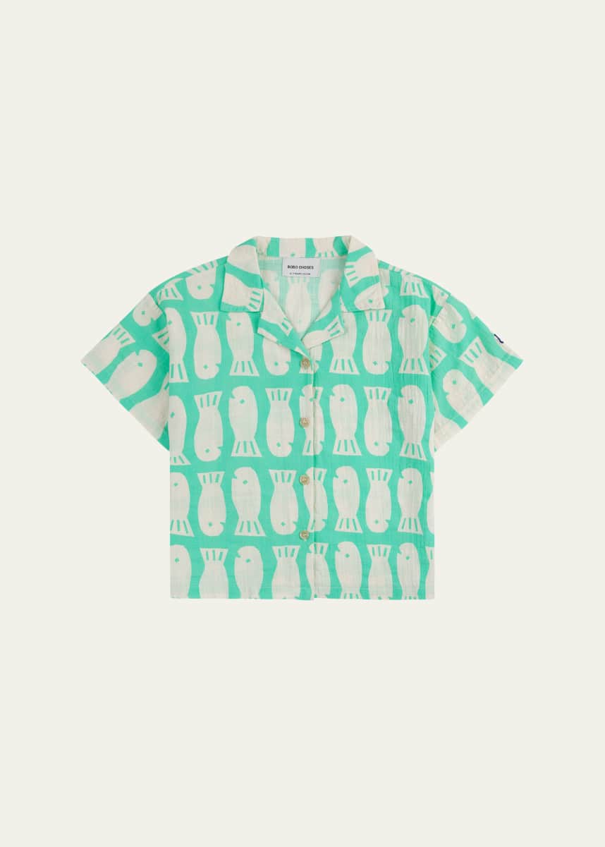 Bobo Choses Boy's Lucky Fish Printed Shirt, Size 2-13