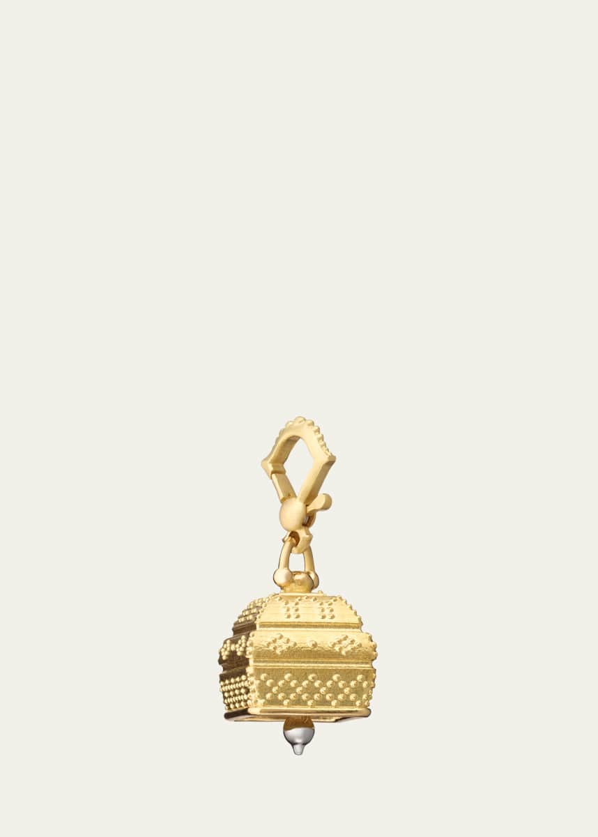Paul Morelli 18K Yellow Gold Square Granulated Meditation Bell Pendant