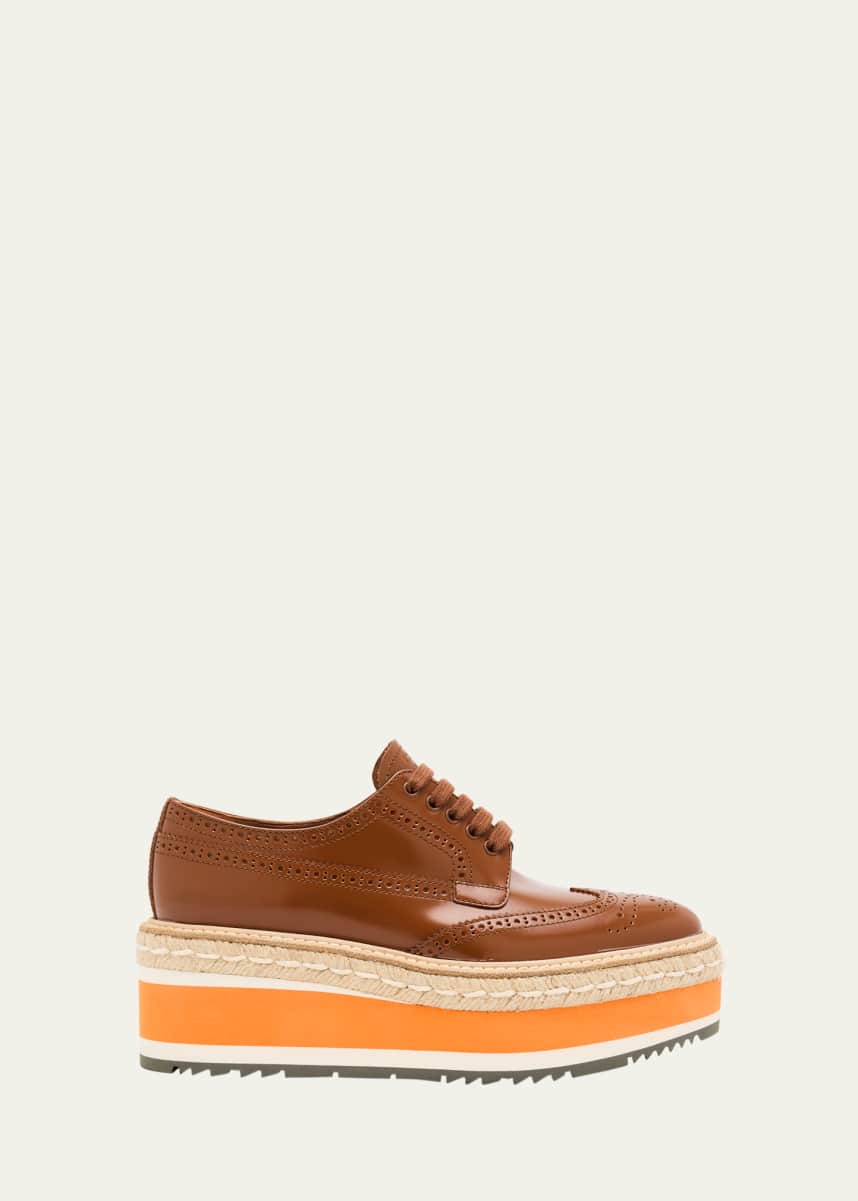 Prada Spazzolato Re-Edition Platform Wingtip Loafers