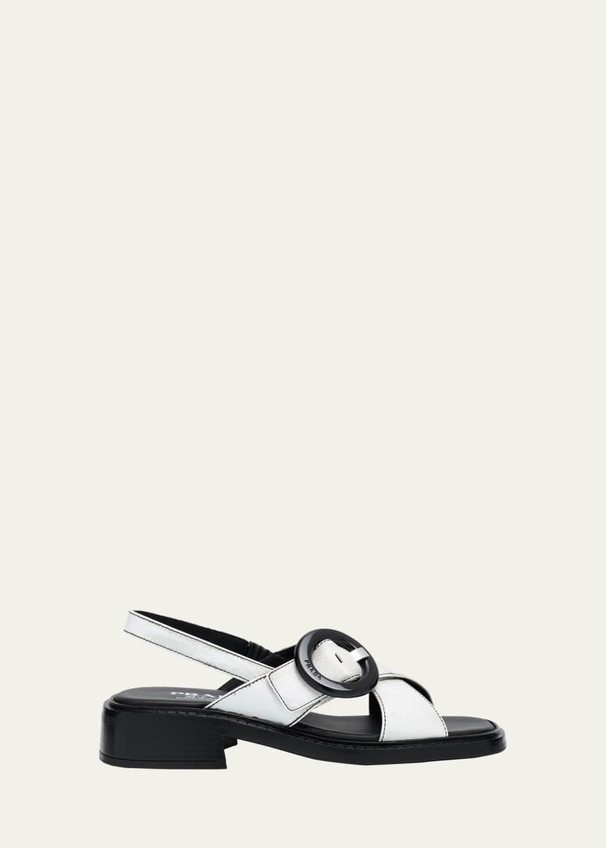 Prada Leather Crisscross Slingback Sandals