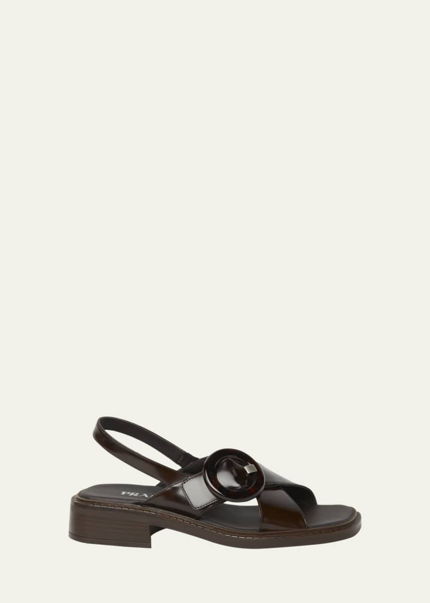 Prada Leather Crisscross Slingback Sandals
