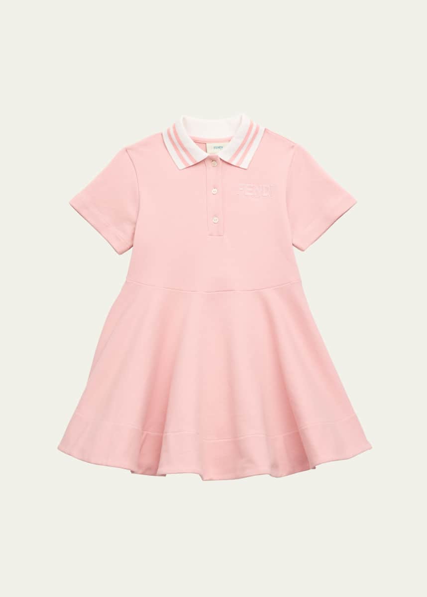Fendi Girl's Embroidered Logo-Print Polo Dress, Size 8-12