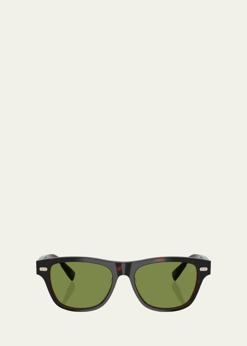 Brunello Cucinelli Havana Rectangle Acetate Sunglasses