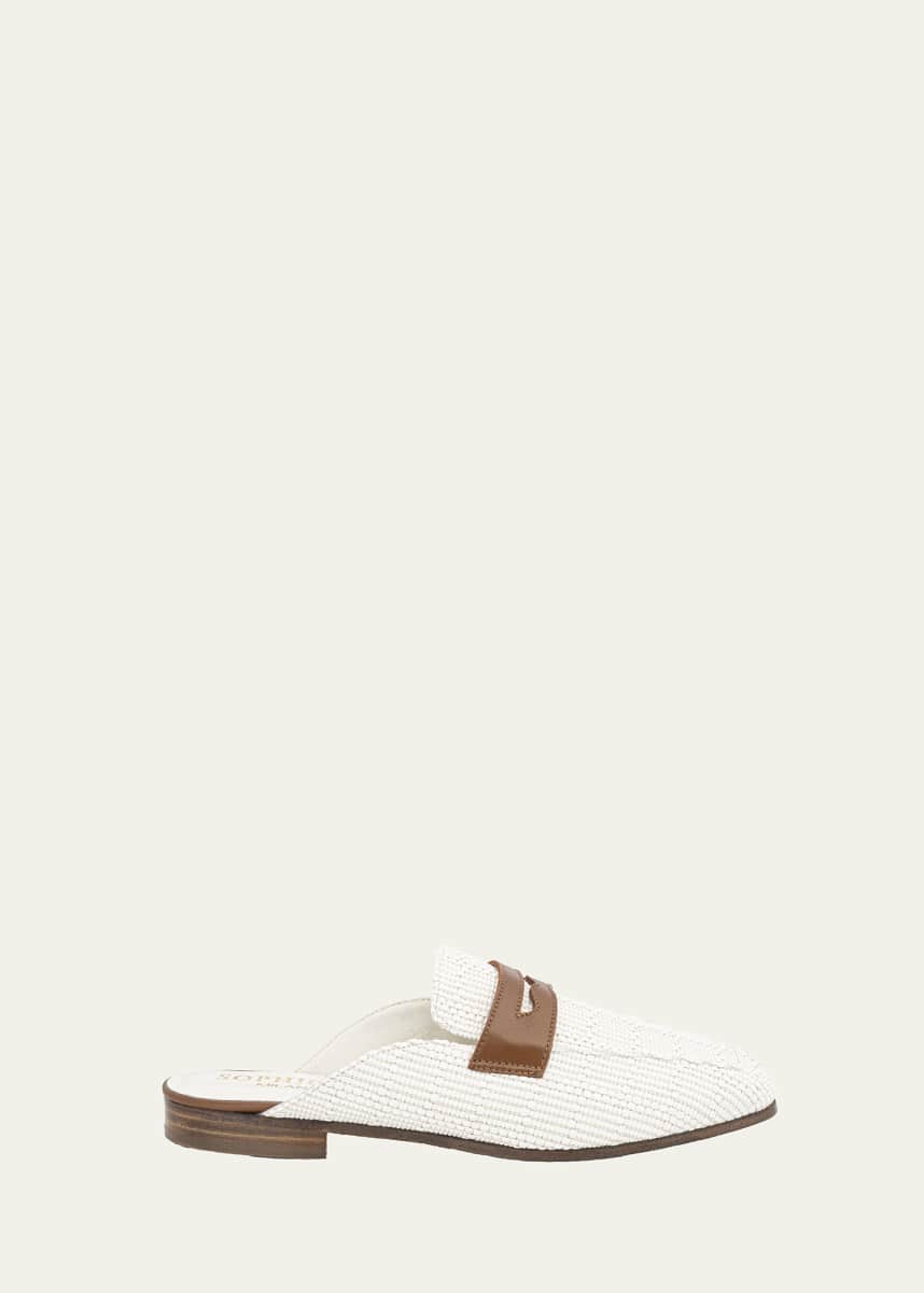 Sophique Riviera Raffia Leather Mule Loafers