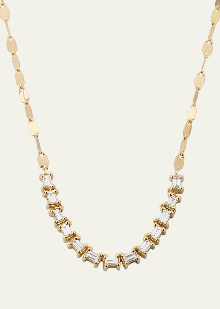 Lana Baguette Diamond Tennis Section Chain Necklace