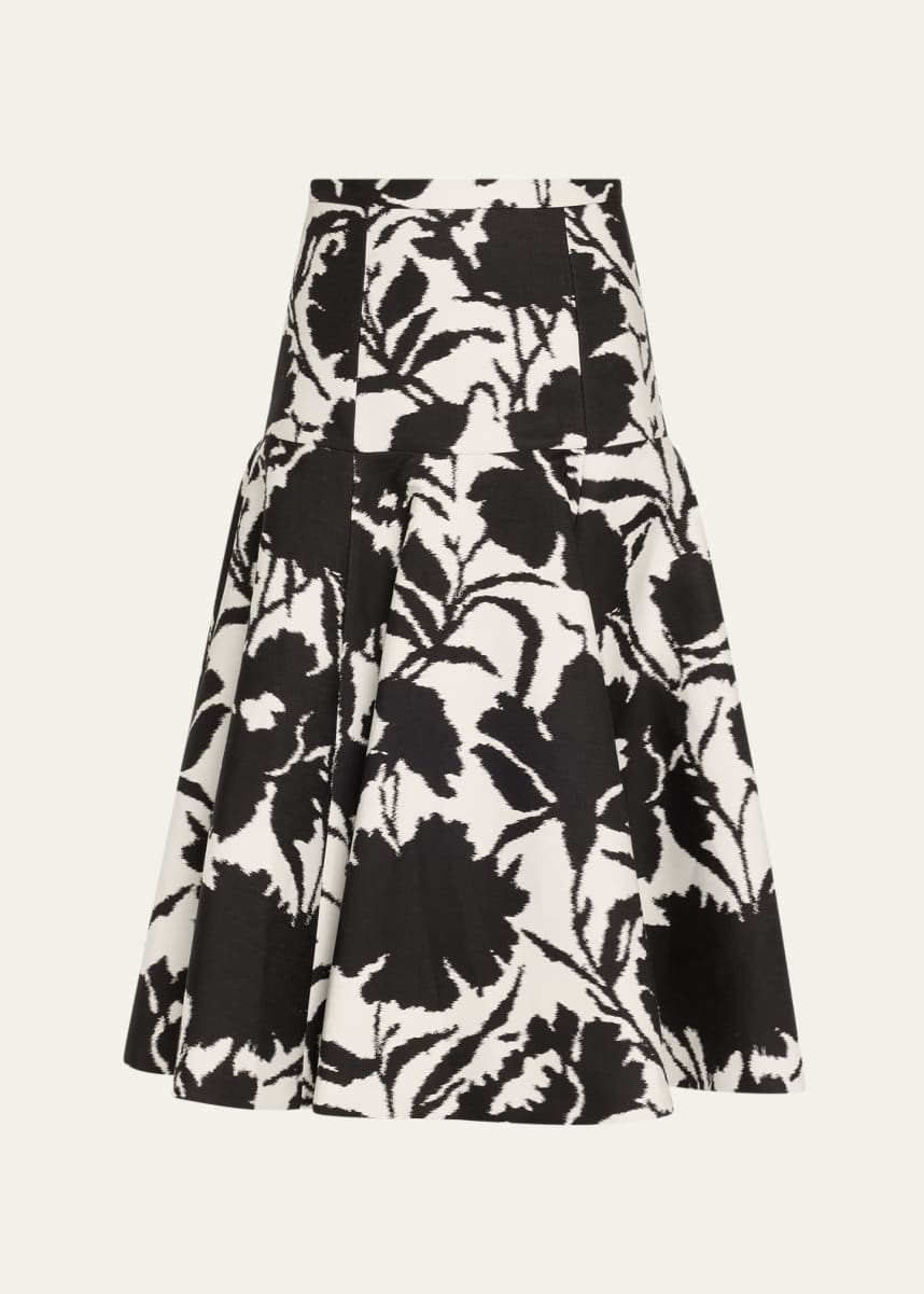 Michael Kors Collection Floral Jacquard Drop Waist Dance Skirt