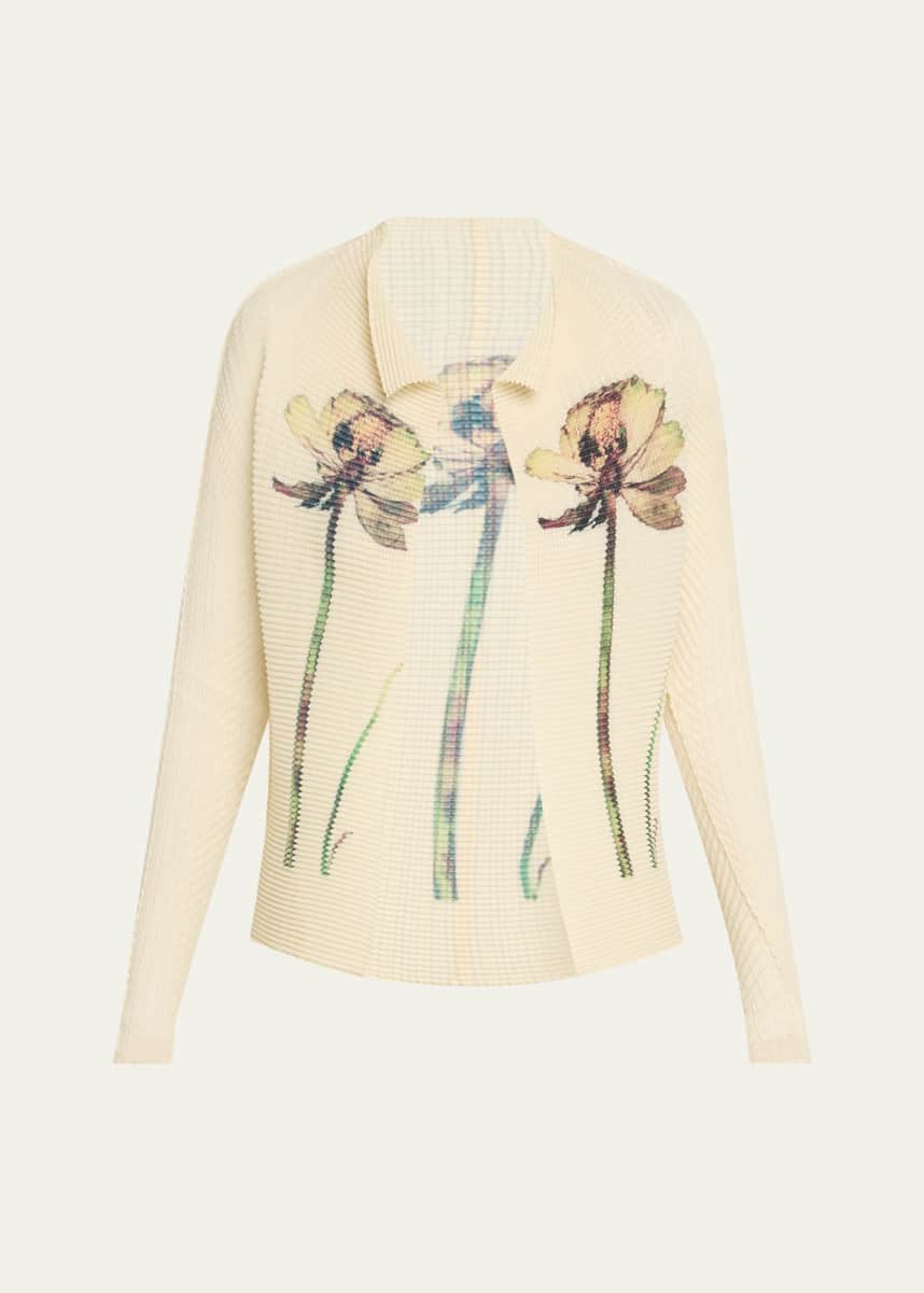 Issey Miyake Pressed Flora Pleats Cardigan
