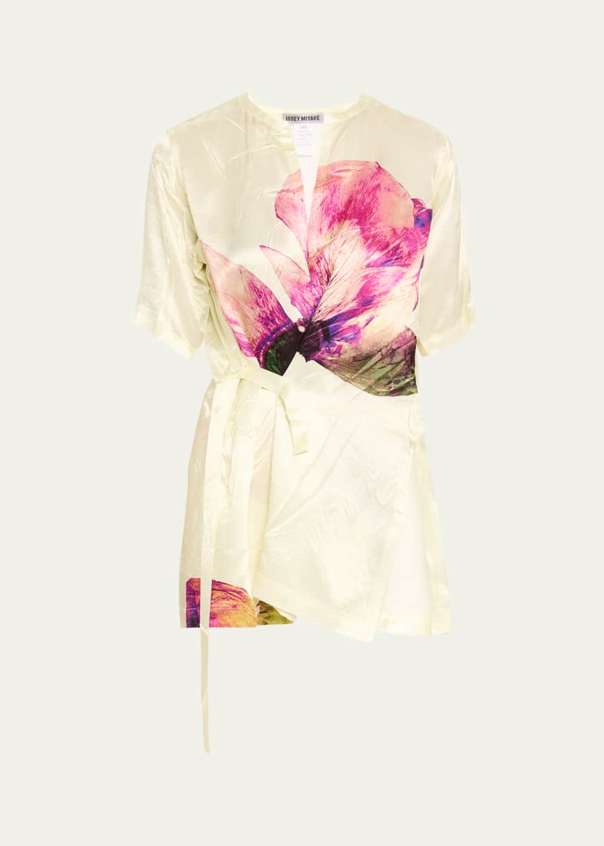 Issey Miyake Pressed Floral Printed Top