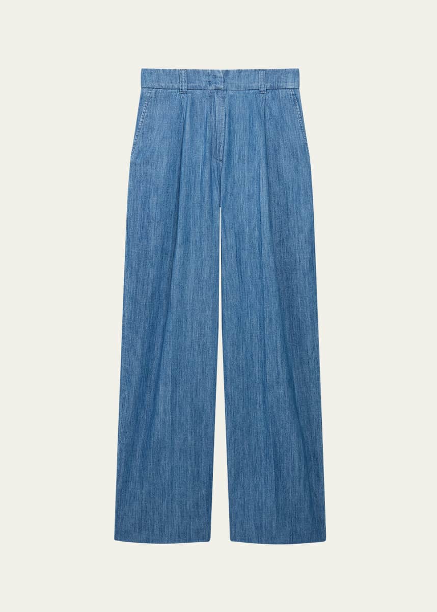 Another Tomorrow Chambray Wide Leg Pants