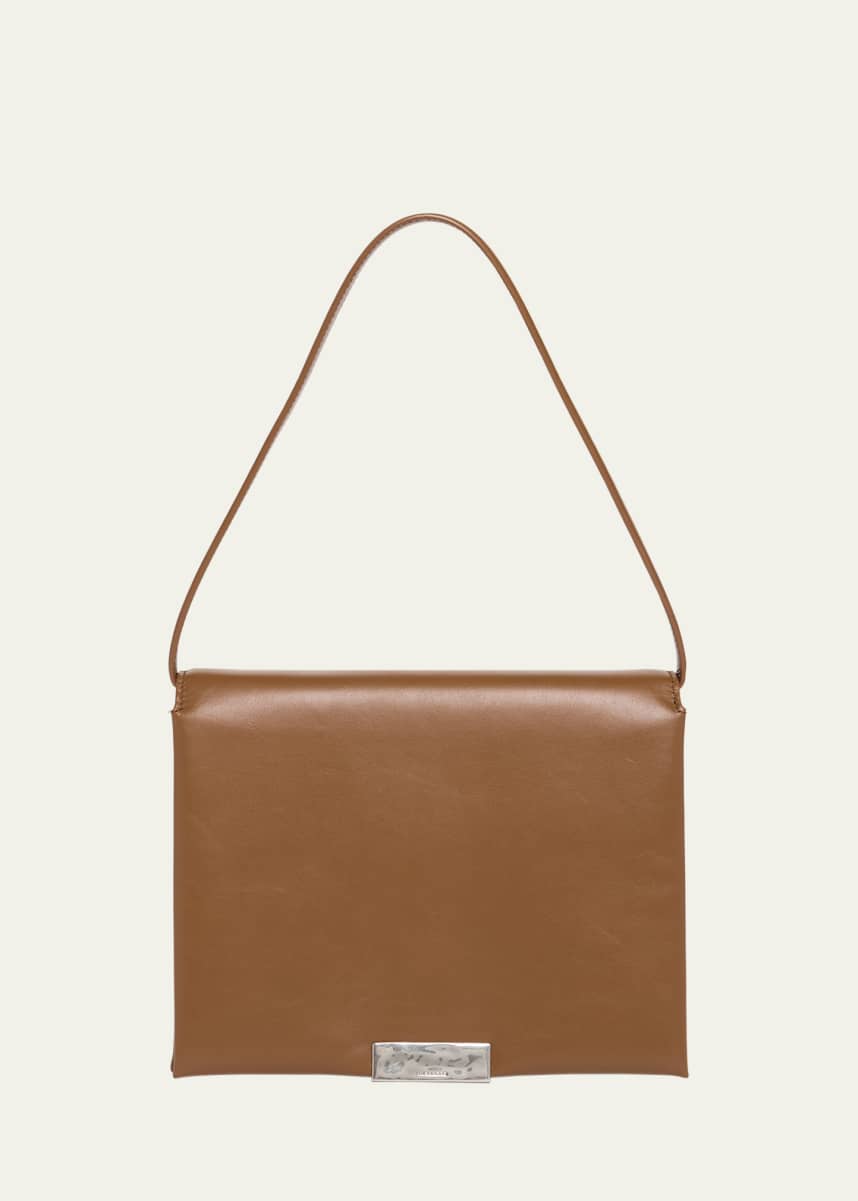 Jil Sander Carnet Medium Flap Calfskin Shoulder Bag