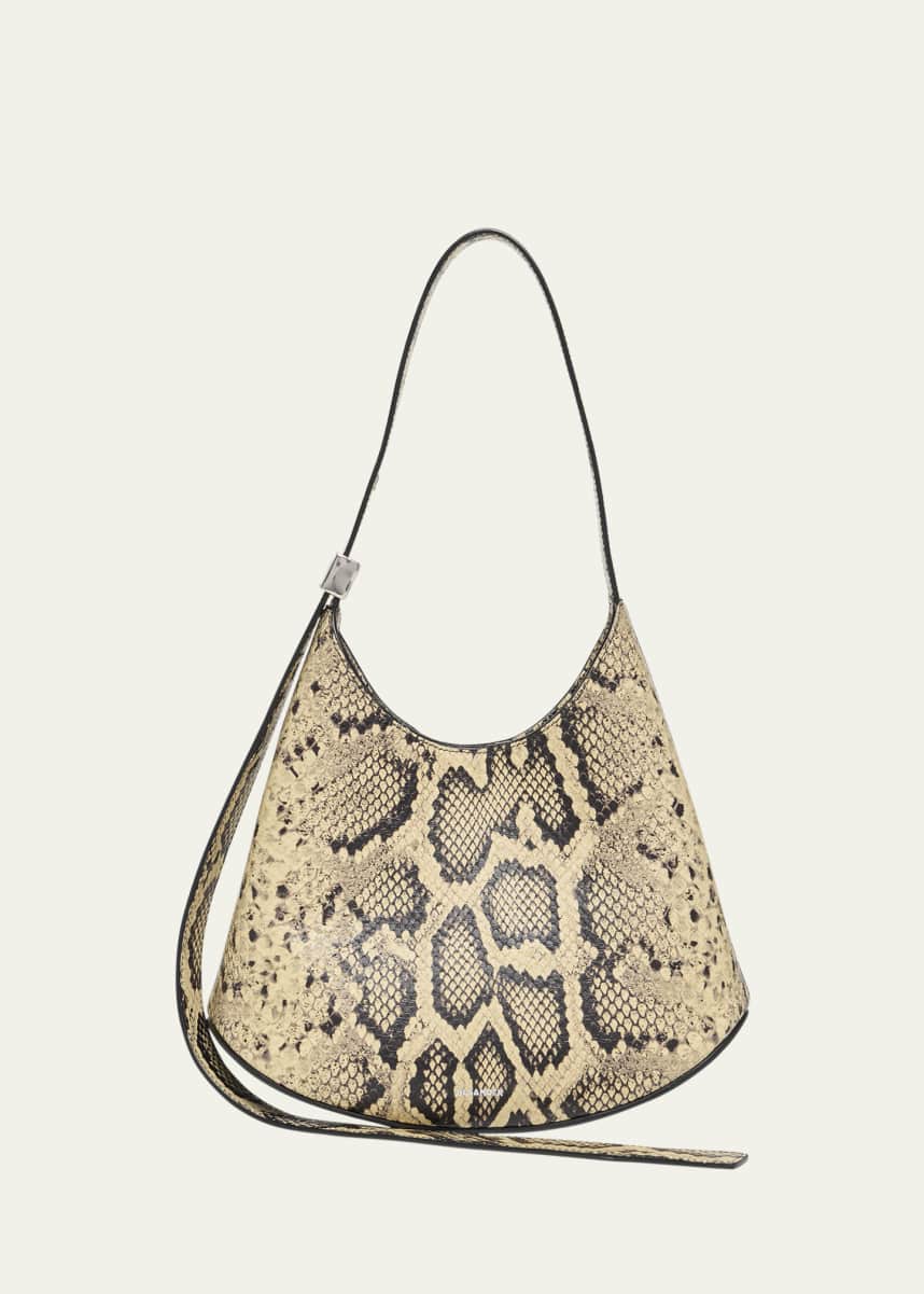 Jil Sander Eldorado Small Python-Embossed Leather Hobo Bag
