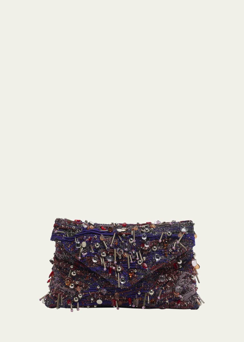 Dries Van Noten Embellished Envelope Flap Clutch Bag