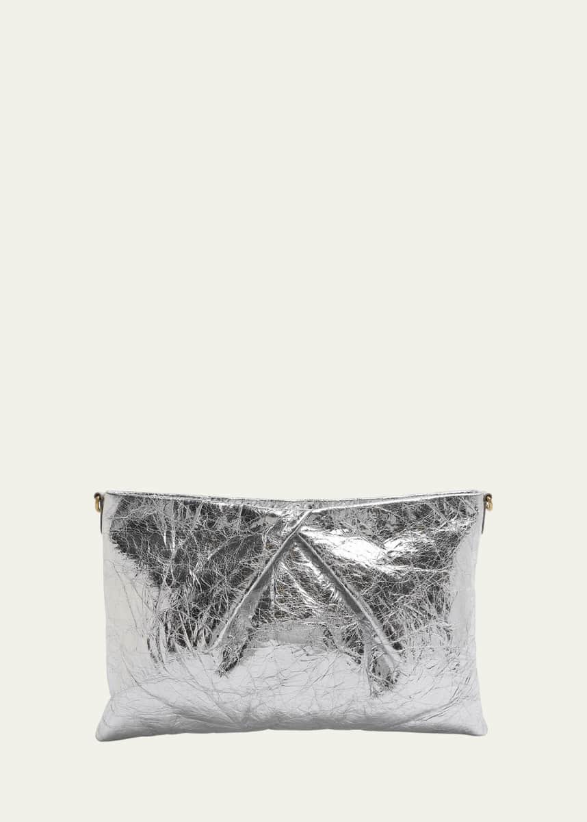 Dries Van Noten Metallic Leather Pouch Crossbody Bag