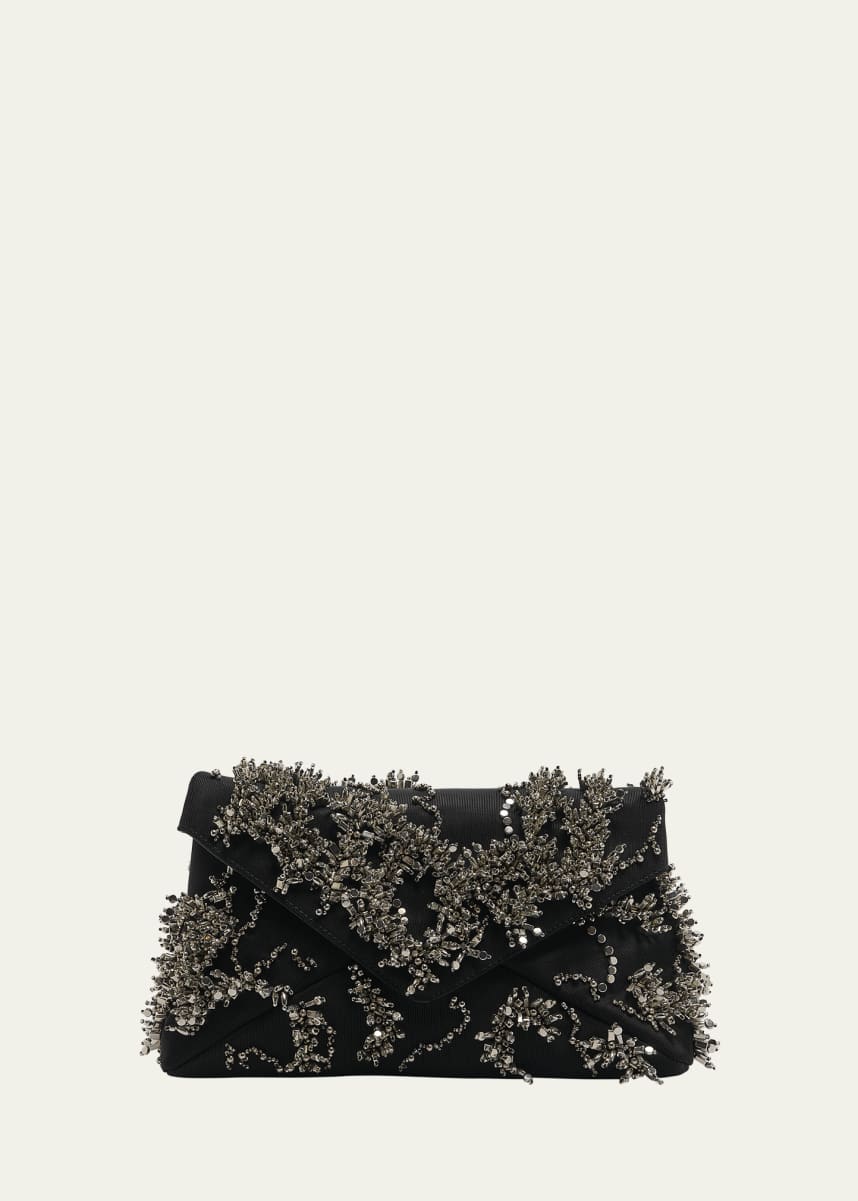 Dries Van Noten Beaded Envelope Flap Clutch Bag