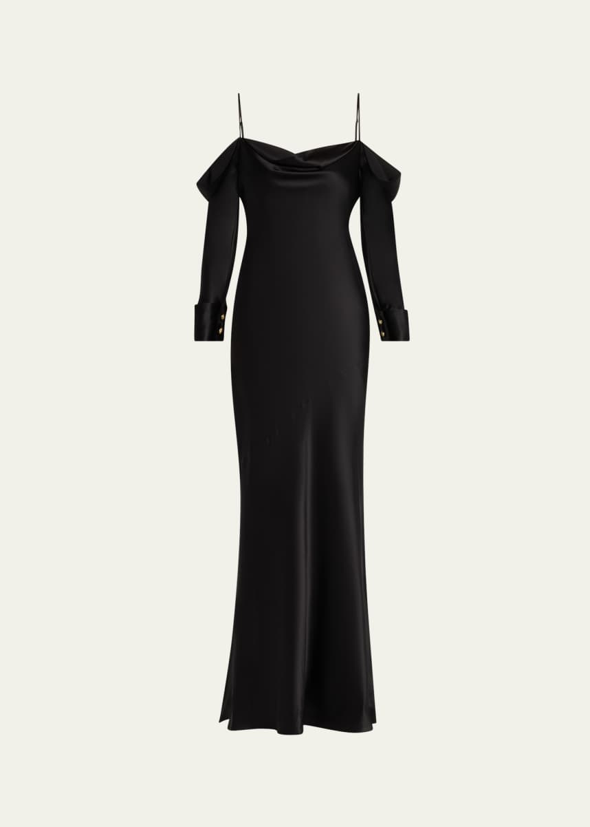 L'Agence Melly French-Cuff Silk Maxi Dress