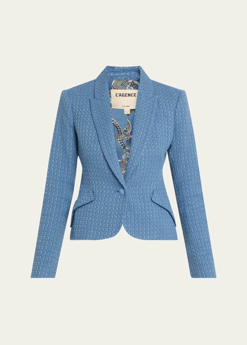 L'Agence Jennah Single-Breasted Tweed Blazer