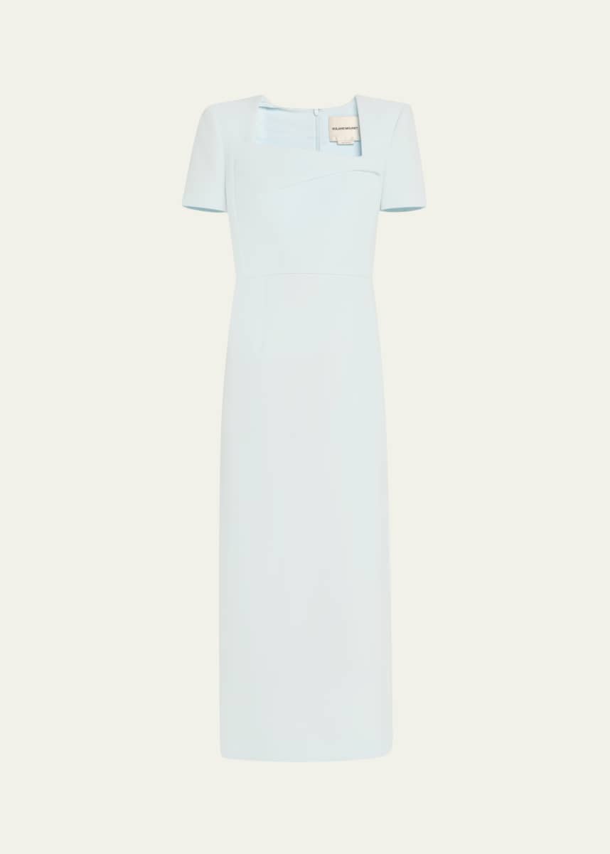 Roland Mouret Asymmetric Neckline Belted Crepe Midi Dress