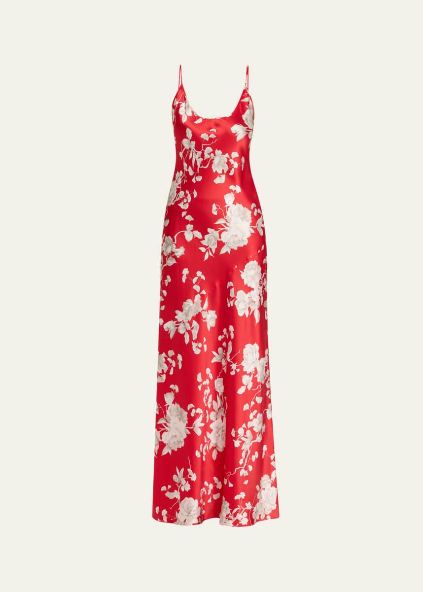 L'Agence Charmaine U-Neck Silk Gown