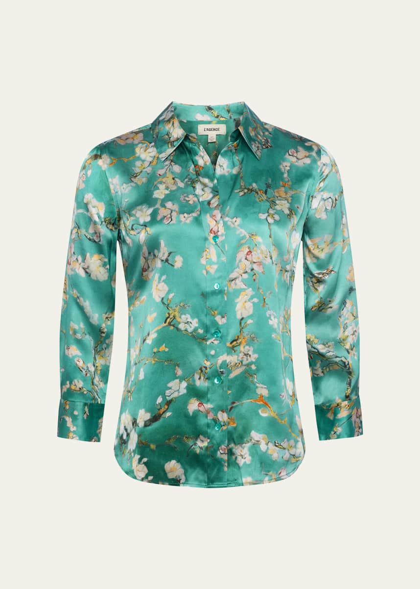 L'Agence Cherry Blossom Dani Silk Blouse