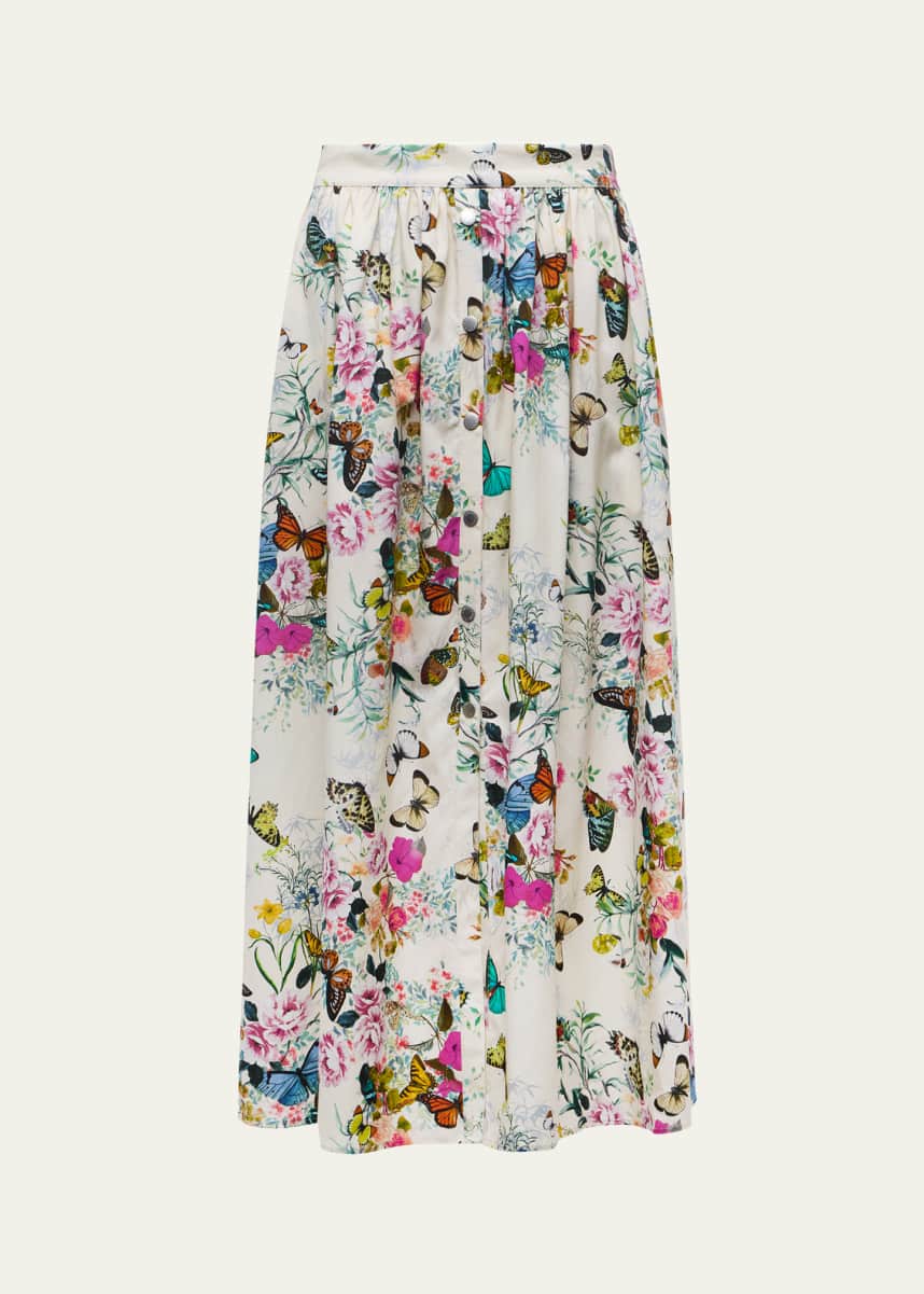 L'Agence Seina Front Placket Midi Skirt