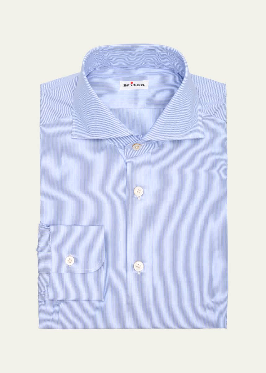 Kiton Men's Cotton Micro-Stripe Sport Shirt