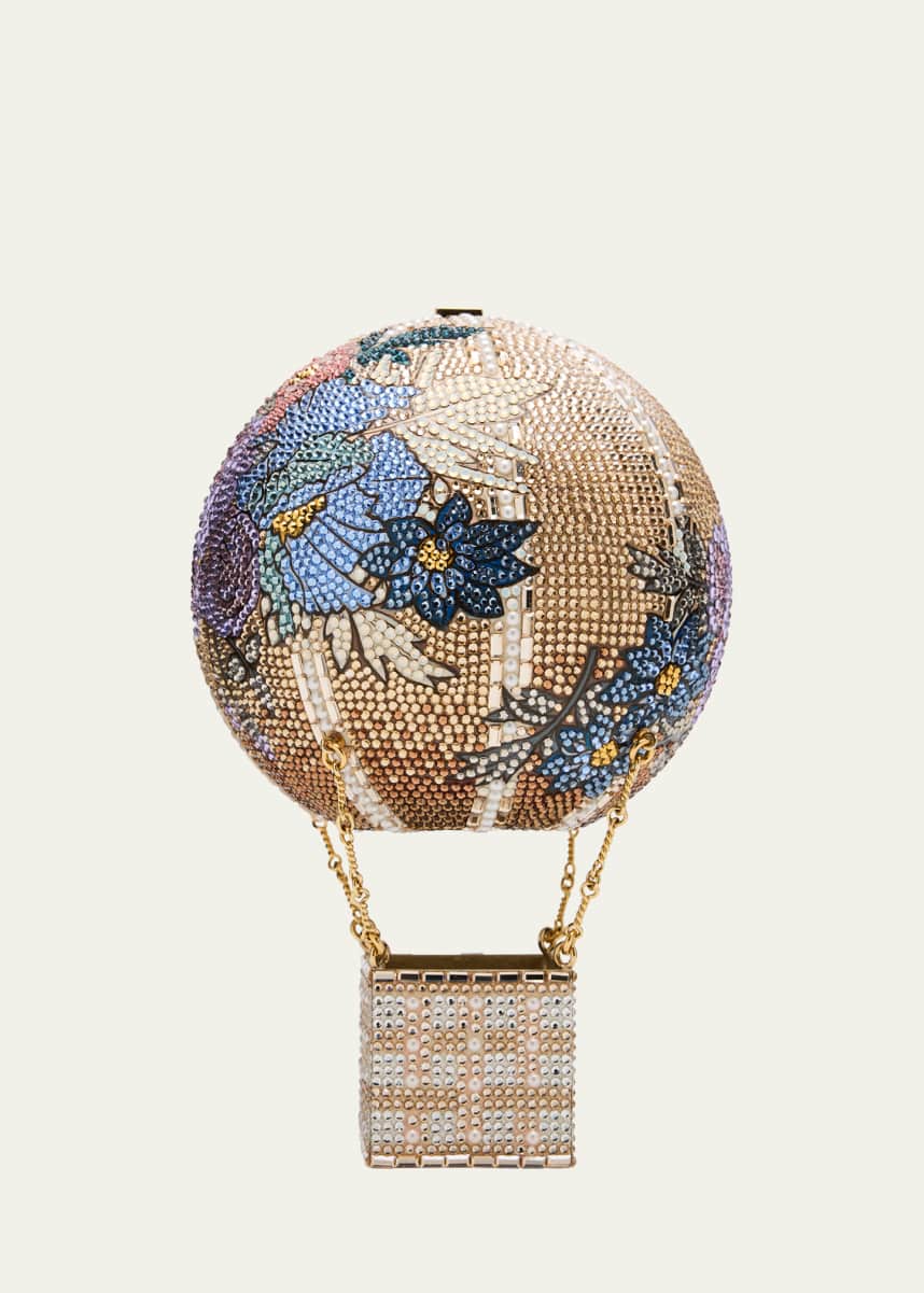 Judith Leiber Couture Floral Flight Hot Air Balloon Crystal Minaudiere