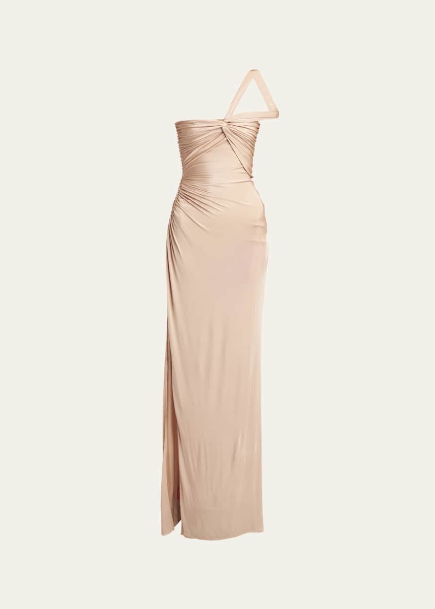TOM FORD One-Shoulder Ruched Gown