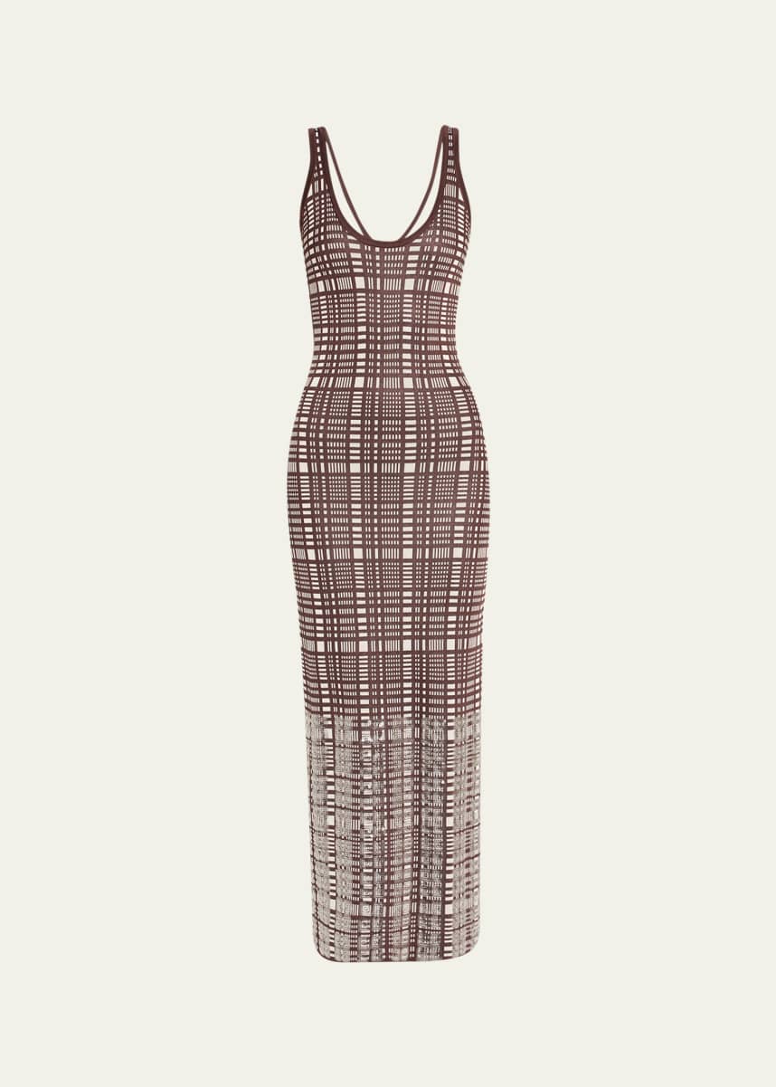 ZANKOV Jaqueline Sequined Check Sleeveless Maxi Dress