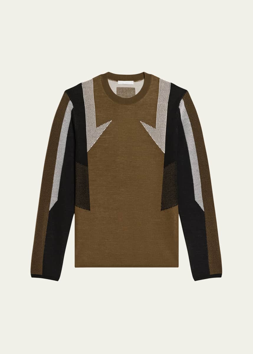 Helmut Lang Men's Wool Mesh Paneled Sweater