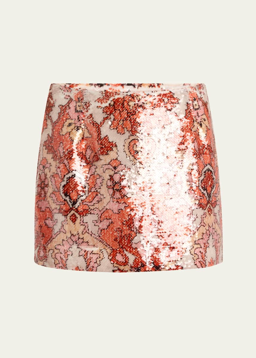 Cinq a Sept Juno Sequined Damask Mini Skirt