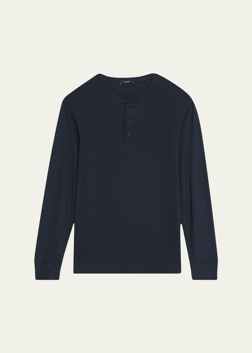Vince Men's Pima Cotton Waffle Henley Shirt