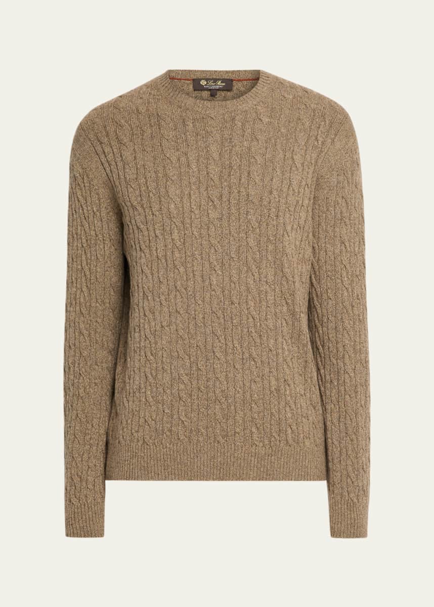 Loro Piana Men's Treccia Baby Cashmere Crewneck Sweater