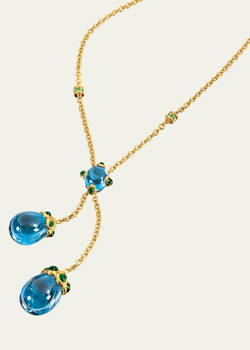 Verdura Candy 18K Yellow Gold Topaz, Tourmaline, and Tsavorite Lariat Necklace