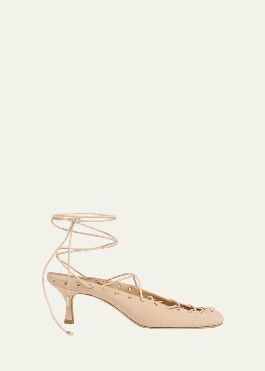 Chloe Ghiles Suede Ankle-Wrap Pumps