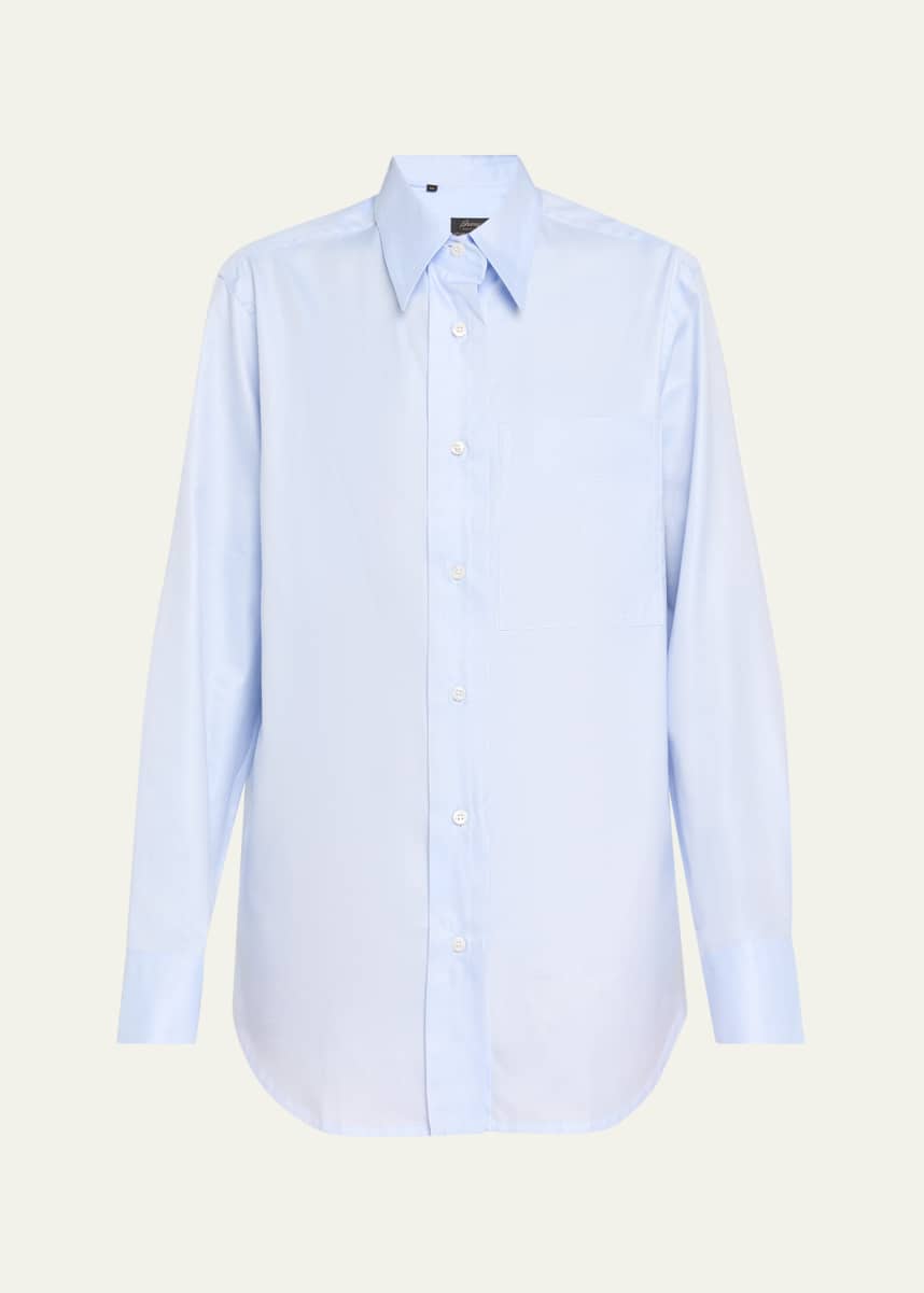 Brioni Button Down Cotton Twill Shirt