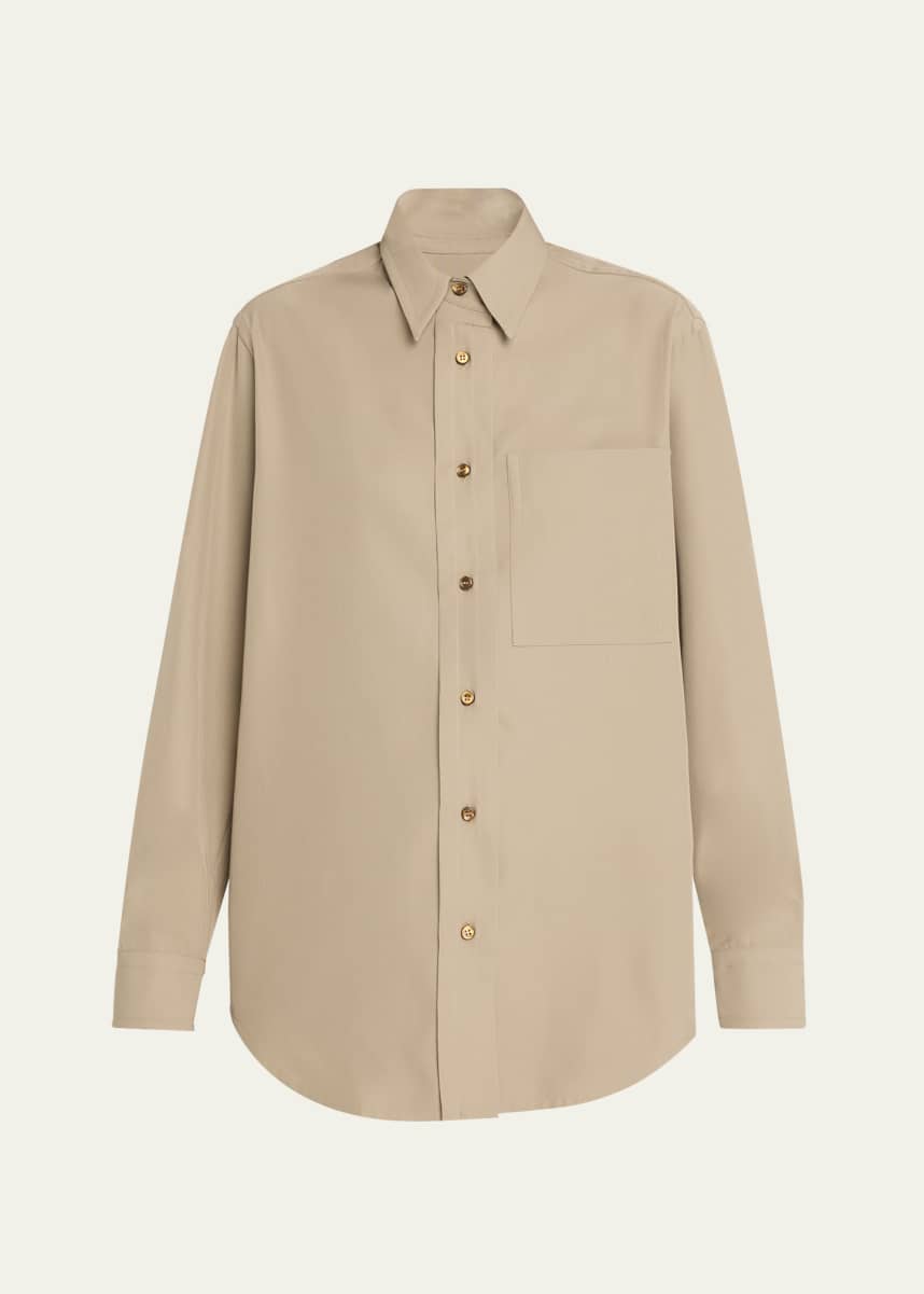 Brioni Button Down Gabardine Silk Shirt