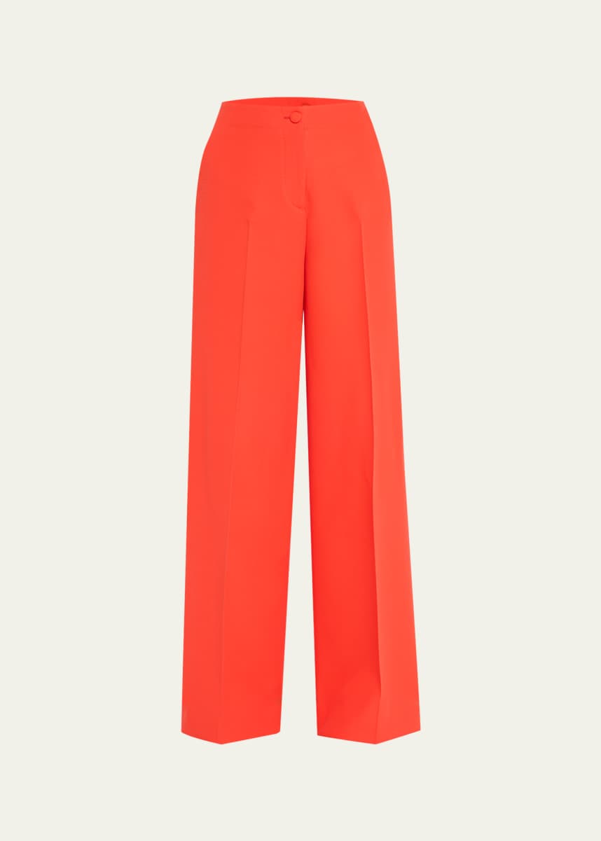 Brioni Camilla Wide Leg Silk Wool Trousers
