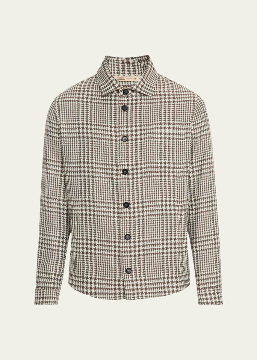 Baldassari Men's Nail Head Linen Cotton Overshirt