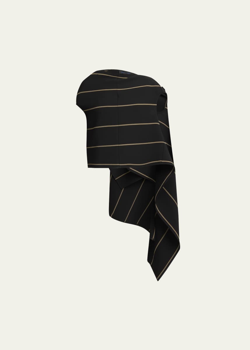 Proenza Schouler Sutton Striped Drape Bi-Stretch Viscose Top