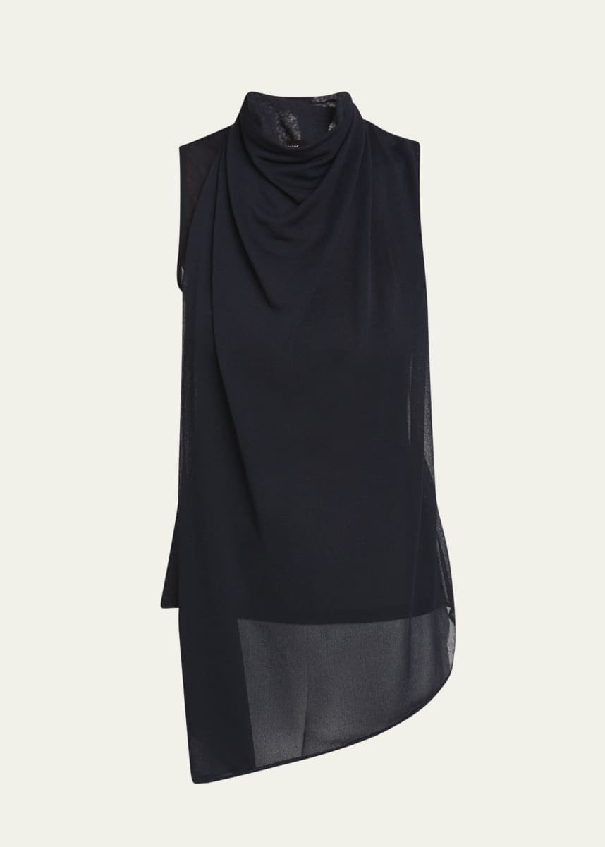 Proenza Schouler Sage Cowl-Neck Crepe Jersey Sleeveless Top