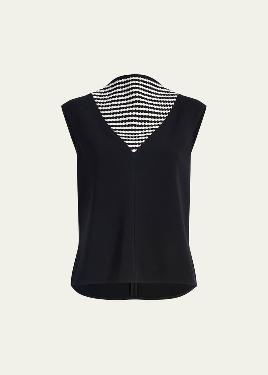 Proenza Schouler Prescott Stripe Panel Matte Crepe Top
