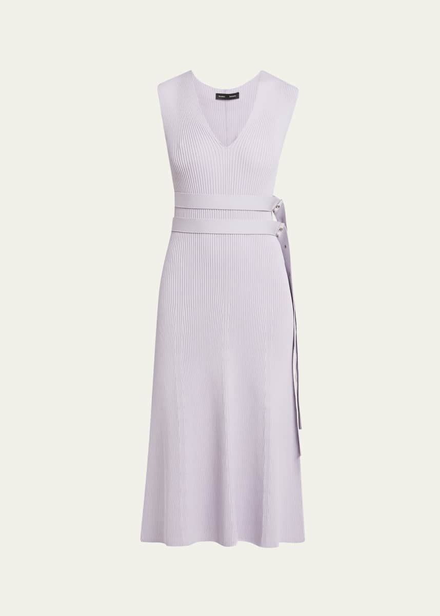 Proenza Schouler Madeline Rib-Knit Belted Midi Dress