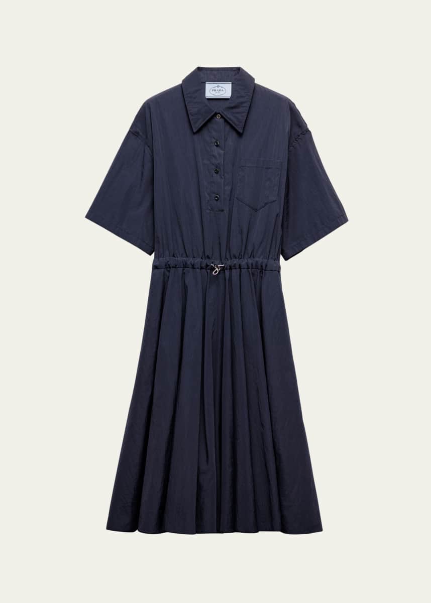 Prada Drawstring Pleated Midi Dress