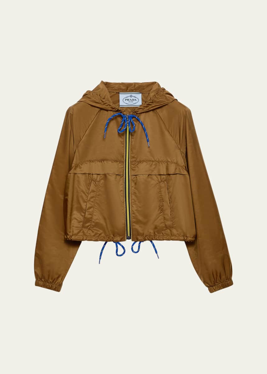 Prada Hooded Drawstring Zip-Up Jacket