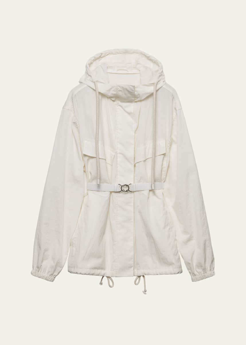 Prada Utility Oversized Hooded Drawstring Jacket