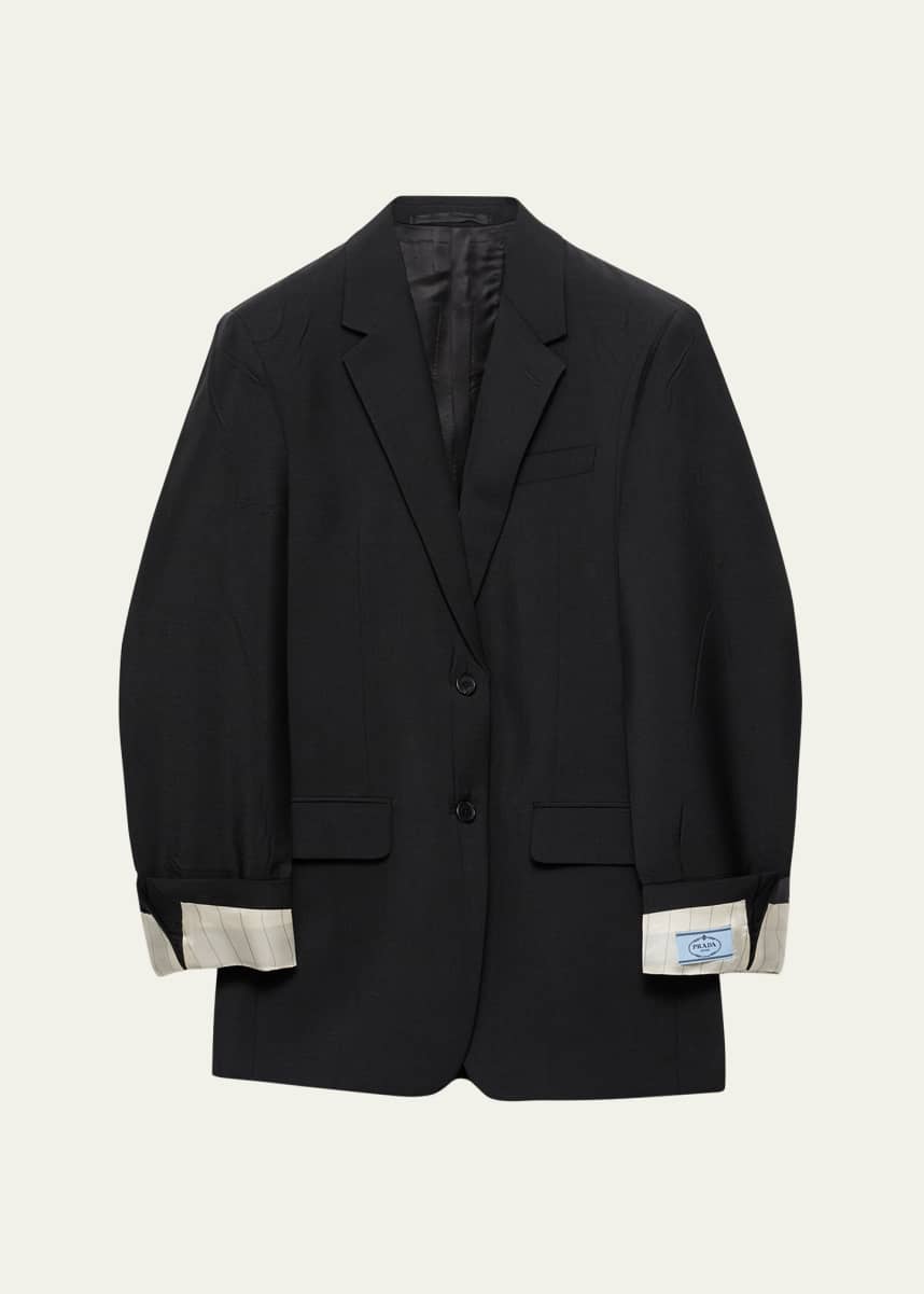 Prada Turn-up Cuff Kid Mohair Blazer