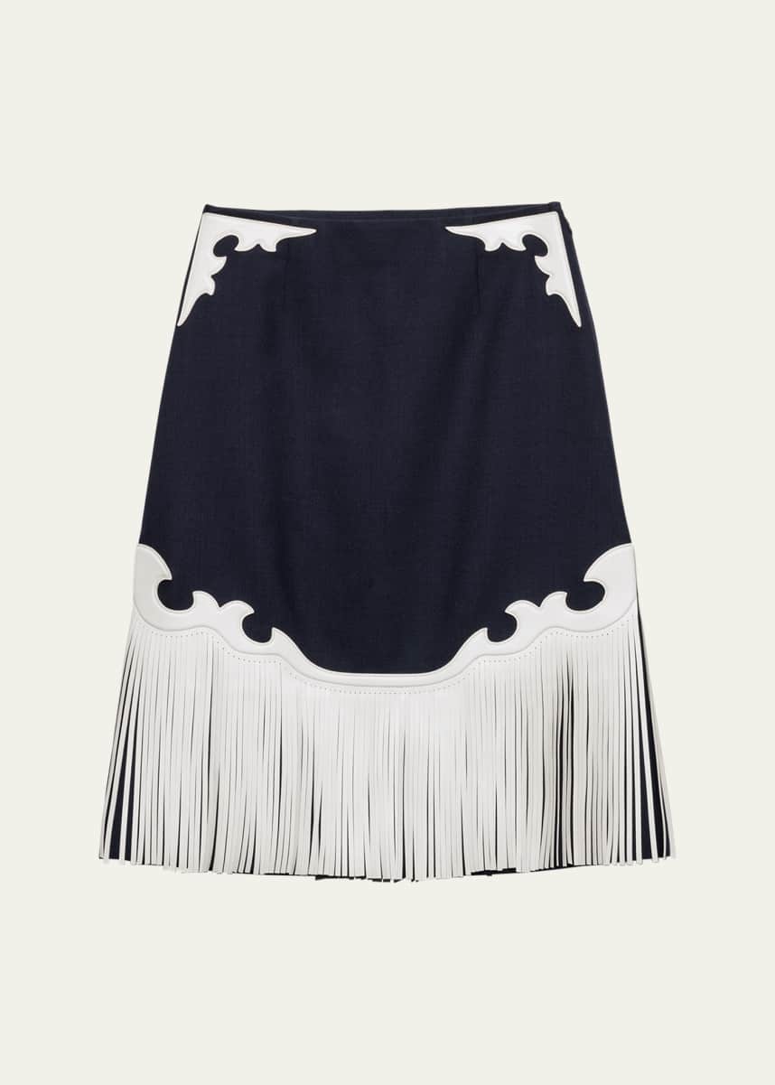 Prada Western Leather Fringe Skirt