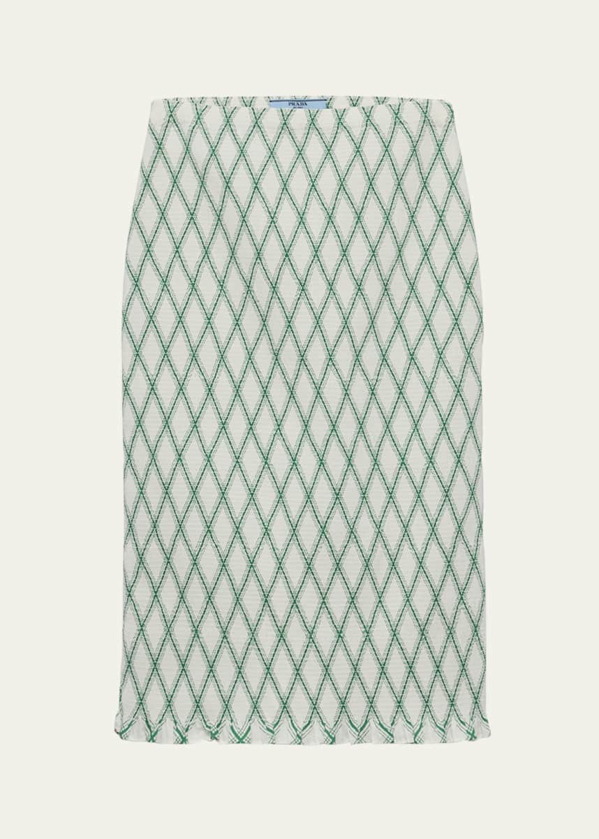 Prada Diamond Smocked Midi Skirt